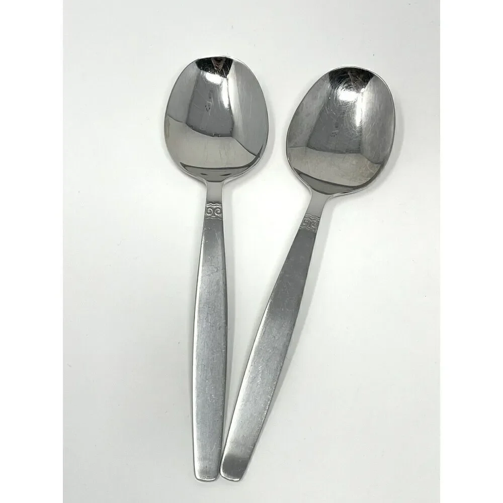 Nils Johan Sweden Sessan Large Serving Table Spoons NIJ1 8.5” Set Of 2